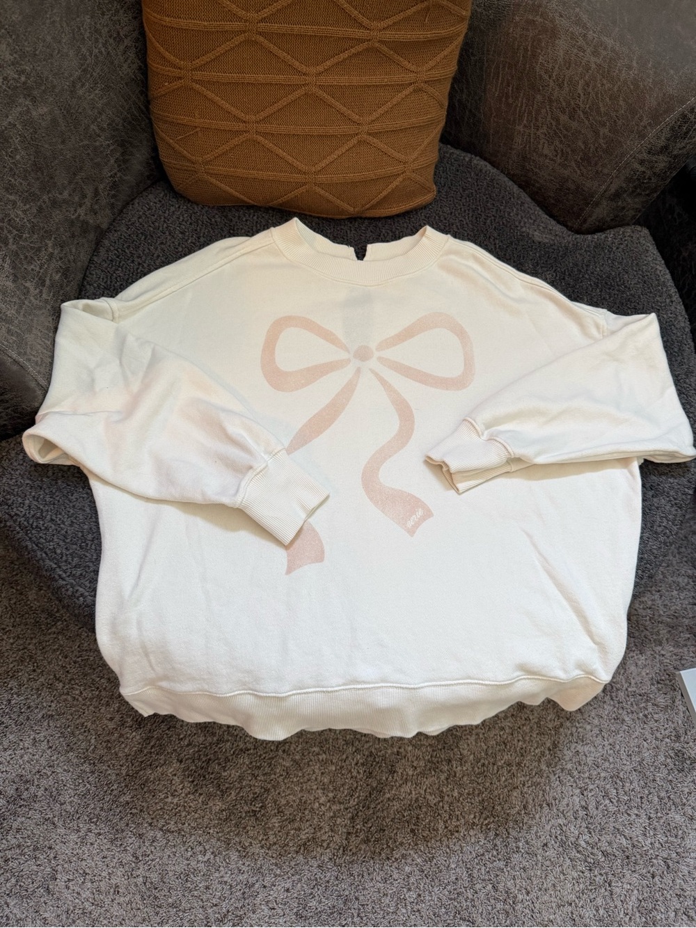aerie the chill crewneck sweatshirt with bow detail